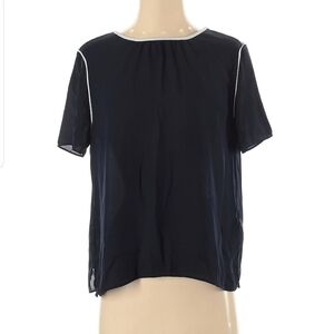 BANANA Republic Sz: S Navy White Colorblock Short Sleeve Blouse Sheer Classy